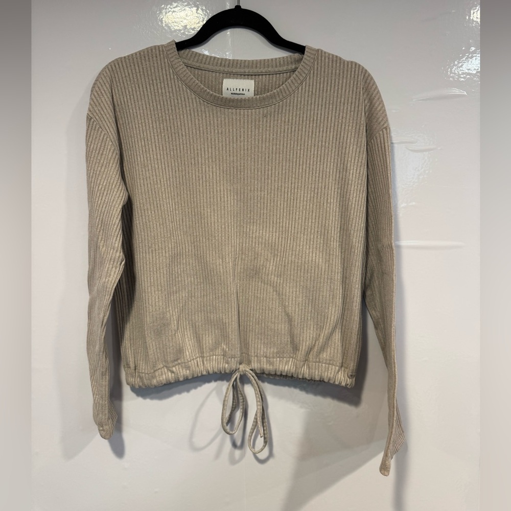 Beige Ribbed Allfenix‎ Knit Sweater